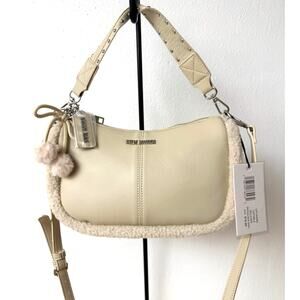 Steve Madden Claudie Oatmilk Sherps Trim Shoulder Bag Crossbody NWT